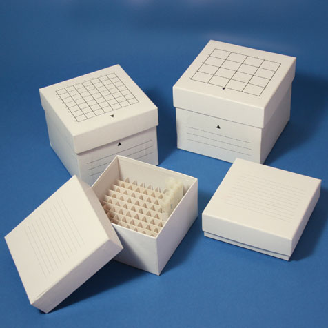 Globe Scientific Freezing Box, Cardboard, 16-Place (4x4 format), for 50mL Centrifuge Tubes, White Cryogenic vial storage boxes; freezing boxes